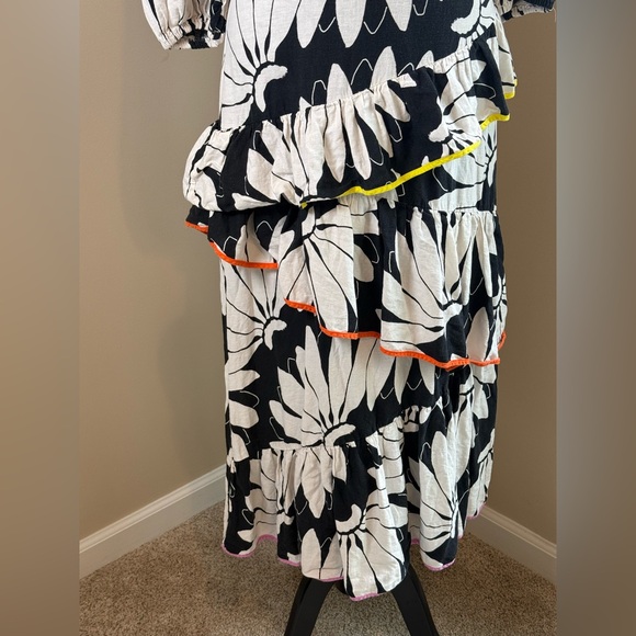 FARM Rio Black and White Floral Dress with Red Accents - Picture 7 of 14